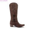2023 Women Fashion Rivets Knee High Boots Low Heel Western Cowboy