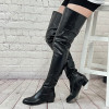 Ahhlsion New Women Winter Thigh Boots Faux Leather Zipper Flat Heels