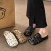 Female Shoes Slippers Flat Low Square Toe Slides 2023 Cover Fabric
