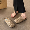 Female Shoes Slippers Flat Low Square Toe Slides 2023 Cover Fabric
