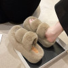 Low Flock Flat Shoes Female Rome Rubber Basic Short Plush with Shoes