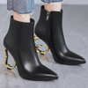 【jochebed Hu】genuine Leather High Heeled Ankle Boots Luxury Brand