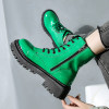 Autumn Women PU Leather Ankle Boots Glossy Punk Lace Up Platform