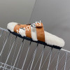 Shearling Designer Slippers Winter Shoes For Women Mixed Color Peep