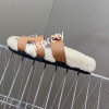 Shearling Designer Slippers Winter Shoes For Women Mixed Color Peep