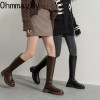 Women's High Boots Fashion Back Zippers Long Botas Ladies Elegant Low