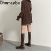 Women's High Boots Fashion Back Zippers Long Botas Ladies Elegant Low