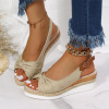 Summer Fashion Women Sandals Peep Toes Thick Sole Sloping Heels