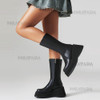 Platform Boots High Wedges Zipper Round Toe High Heel Mid Calf