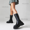 Platform Boots High Wedges Zipper Round Toe High Heel Mid Calf