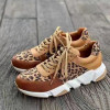 2022 Women Autumn Leopard Thick Soled Sneakers Stitching Lace Up Sport