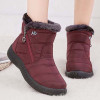 Women Casual Ankle Boots Solid Colors Zip Flat Winter Snow Fur