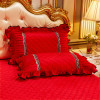 OEKO-TEX standard 100 embroid flower Red Velvet Wedding Duvet Cover Set