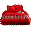OEKO-TEX standard 100 embroid flower Red Velvet Wedding Duvet Cover Set