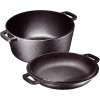 Home Bruntmor 2-in-1, 5 Quart Pre-seasoned Cast Iron Dutch Oven With Double Handles USA SHIPPING