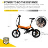 Swagtron Swagcycle EB-7 Elite Plus Folding Electric Bike with Removable Battery, Orange/Black, 16" Wheels, 7-Speed