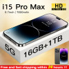 Global Version Full Screen 6.7 Inch 15 Pro Max Smartphone 16GB 1TB Mobile Phone 5G Cellphone 48MP+108MP Camera 7800mAh Android13