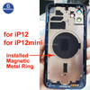 Back Battery Door Housing Glass Cover with Magnetic Metal Ring for iPhone 12 mini 12 Pro Max Side Buttons Sim Card Tray