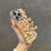 INS Glitter lens film oil painting floral phone case for iphone 13 11 14 12Pro 14pro 13Pro Max shockproof dot diamonds cover