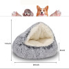 Soft Plush Round Cat Bed Pet Mattress Warm Comfortable Basket Cat Dog 2 in 1 Sleeping Bag Bed