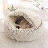 Soft Plush Round Cat Bed Pet Mattress Warm Comfortable Basket Cat Dog 2 in 1 Sleeping Bag Bed