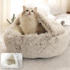 Soft Plush Round Cat Bed Pet Mattress Warm Comfortable Basket Cat Dog 2 in 1 Sleeping Bag Bed