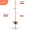 Adjustable 228-274cm Height Floor-to-Ceiling Vertical Cat Tree Stable Tall Cat Climbing Tree Cat Kittens Cat Toy