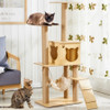 Multi-layer Cat Tree House Condos Wooden Cat Tower With Sisal Rope Cat Scratching Posts Plush Cloth Hammock Cat Climbing Frame