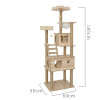 Multi-layer Cat Tree House Condos Wooden Cat Tower With Sisal Rope Cat Scratching Posts Plush Cloth Hammock Cat Climbing Frame