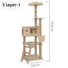 Multi-layer Cat Tree House Condos Wooden Cat Tower With Sisal Rope Cat Scratching Posts Plush Cloth Hammock Cat Climbing Frame