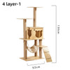Multi-layer Cat Tree House Condos Wooden Cat Tower With Sisal Rope Cat Scratching Posts Plush Cloth Hammock Cat Climbing Frame