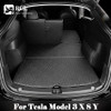 Leather Trunk Mats Fully Surrounded Waterproof Non-Slip Liner Custom Floor mat for Tesla Model Y 3 2017 to 2023 Car Accessories