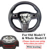 Customized 350mm Black White Leather Real Carbon Fibre Yoke Steering Wheel for Tesla Model 3 Model Y
