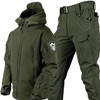 GL New Soft Shell Winter Plush Thickened Outdoor Fishing Waterproof Windproof Cutting Wear-resistant Hooded Jacket and Pants