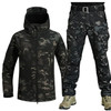 GL New Soft Shell Winter Plush Thickened Outdoor Fishing Waterproof Windproof Cutting Wear-resistant Hooded Jacket and Pants