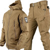 GL New Soft Shell Winter Plush Thickened Outdoor Fishing Waterproof Windproof Cutting Wear-resistant Hooded Jacket and Pants