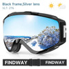 Findway Adult Ski Goggles Double-layer Lens Anti Fog UV Protection OTG Design Over Helmet Compatible for Skiing Snowboarding