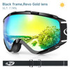 Findway Adult Ski Goggles Double-layer Lens Anti Fog UV Protection OTG Design Over Helmet Compatible for Skiing Snowboarding