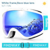 Findway Adult Ski Goggles Double-layer Lens Anti Fog UV Protection OTG Design Over Helmet Compatible for Skiing Snowboarding