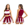 Women's Cheerleader Cosplay Costume Uniform Outfit Stand Collar Crop Top with Mini Pleated Skirts Carnival Cheerleading Suit