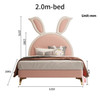 Pink Girl Child Bed Leather And Solid Wood Soft Bedroom Furniture For Kids Cute Cartoon Rabbit Ear Princess Bed Single Girl Bed
