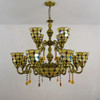 12 Heads Chandelier Stained glass large Chandelier Phoenix Tail Colorful Beads Glory Style Glass Crystal Pendant Lamp For Lobby