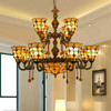 12 Heads Chandelier Stained glass large Chandelier Phoenix Tail Colorful Beads Glory Style Glass Crystal Pendant Lamp For Lobby