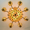 12 Heads Chandelier Stained glass large Chandelier Phoenix Tail Colorful Beads Glory Style Glass Crystal Pendant Lamp For Lobby