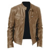 2023 Men's PU Leather Jacket Stand Collar Zipper slim leather jacket men's zipper cardigan pu men's leather jacket