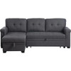 2023 New OMGO 84'' L-Shape Sofa with Storage Chaise Pull-Out Bed Linen Upholstered Reversible Corner 3 Person Couch