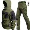 Winter Outdoor Waterproof Suits Men Tactical Windproof Hooded Jacket Fleece Warm Pants Multi-pocket Military Thermal Sets Autumn