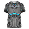 2023 New Summer Armor Pattern T-shirt Men's Metal Style Cool Short Sleeve 3D Print Armor Print Large Men's O-Neck Large T-shirt