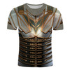 2023 New Summer Armor Pattern T-shirt Men's Metal Style Cool Short Sleeve 3D Print Armor Print Large Men's O-Neck Large T-shirt