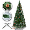7.5' Snow Tipped Christmas Tree With Pine Cones and Steel Stand -Unlit (7.5' With 1221 Tips and 46 Pinecones) Free Shipping Sale